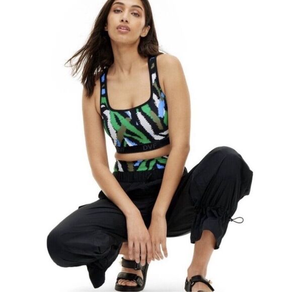 DVF x Target XL Racer Back Sports Bra Bike Shorts Disco Zebra Active Set - Picture 6 of 15